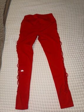 ALO Yoga Red Lace-Up Side Leggings